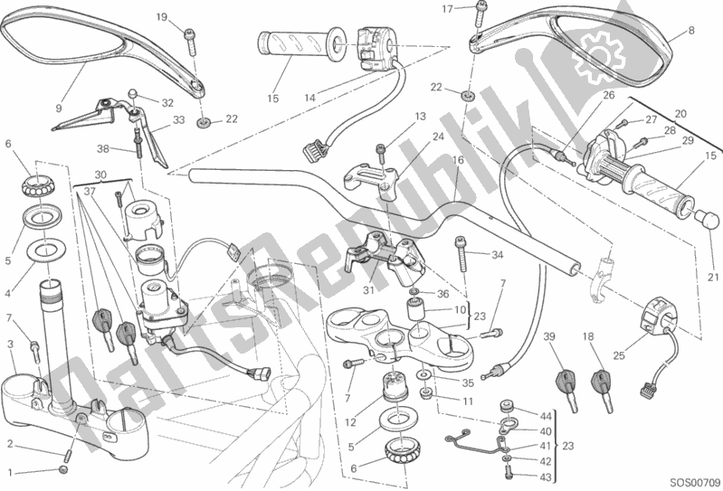 Alle onderdelen voor de Stuur van de Ducati Monster 796 Thailand 2014